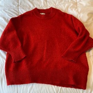 long red knit sweater zara